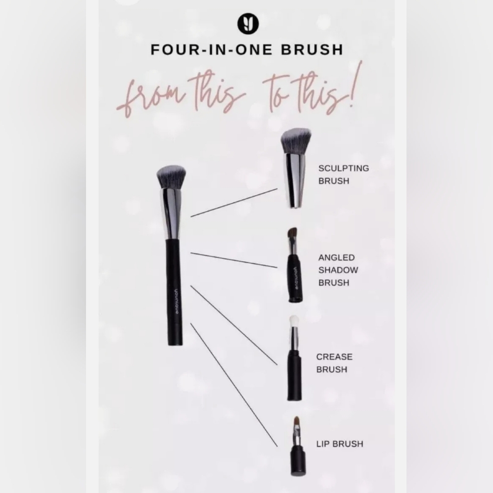 NWT Younique Total Package 4-in-1 Makeup Brush